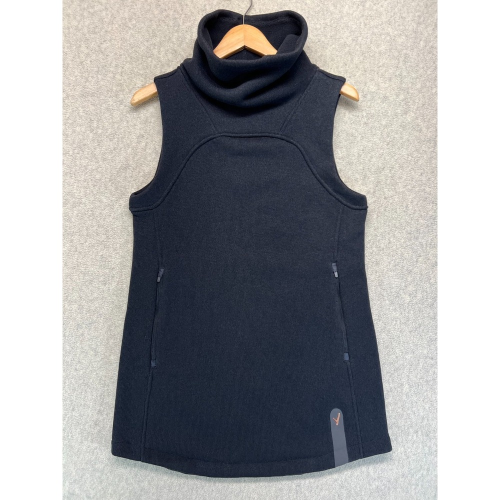 Indyeva Womens Polartec Tunic Vest Top Cowl Neck Black Sleeveless Zip Pockets S